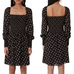 Maje Black and White Long Sleeve Sundress